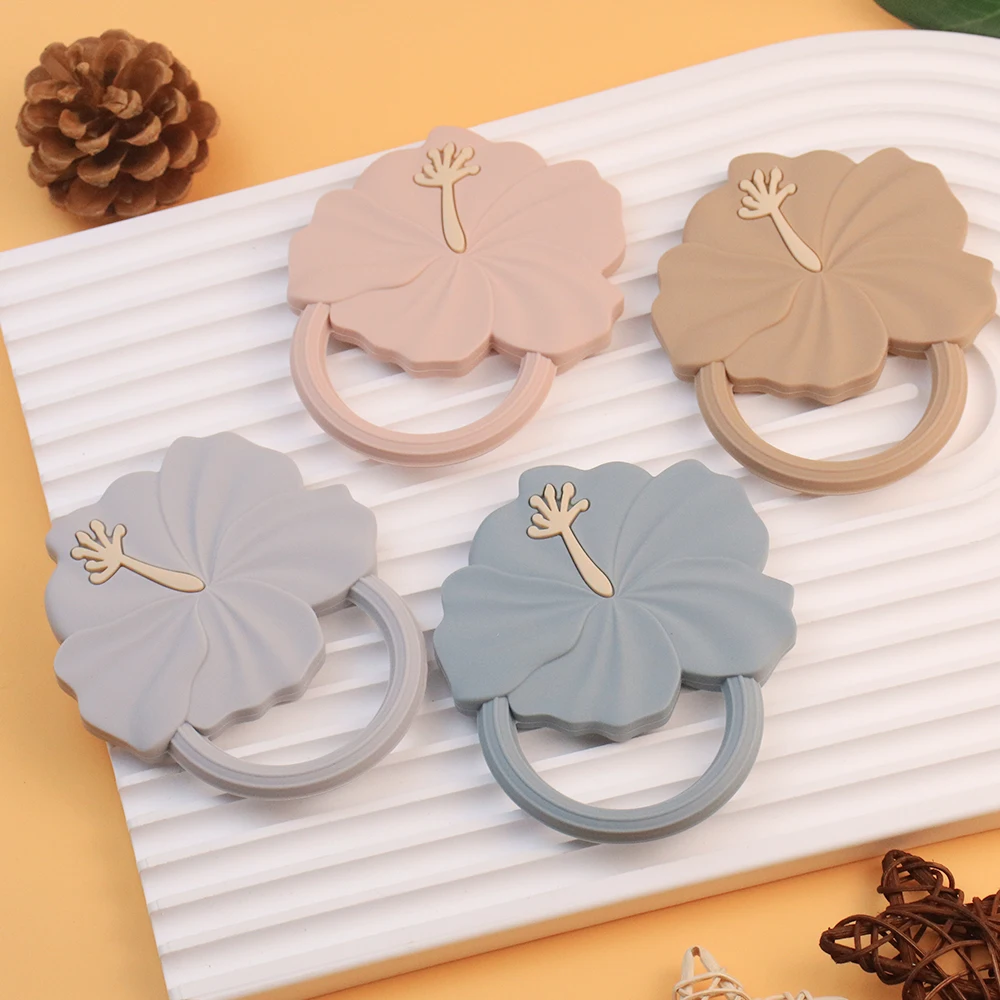 Baby gift Hibiscus silicone baby teether symbolizes Beauty and Love BPA free No MOQ with your Laser logo