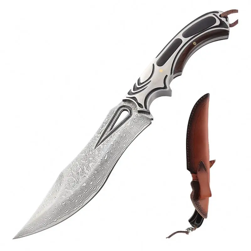 Промышленный кованый дамасский прямой нож с фиксированным лезвием уличная Охота Самооборона ножи для выживания Тактические походные