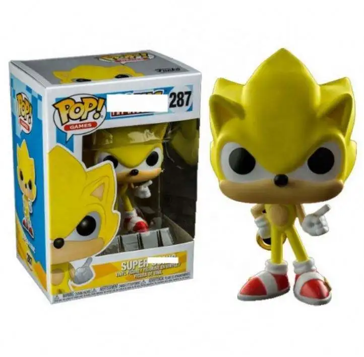 Aolan Funk Pop Cartoon Character Super-sonic Action Figure #283 Sonic With Ring Pvc Collection Model Toys