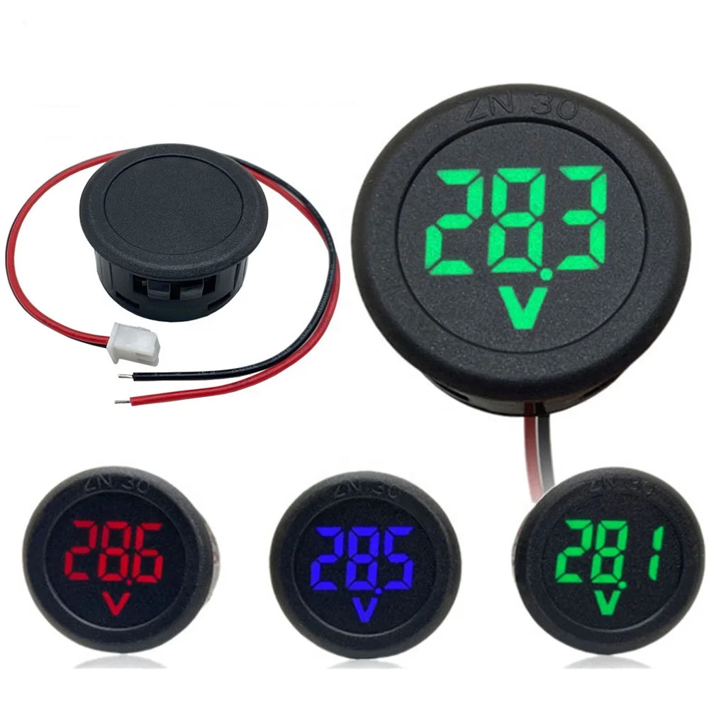DC 4-100V LED Digital Display Circular Two-wire Voltmeter DC Digital Voltmeter Head Display Reverse Connection Protection