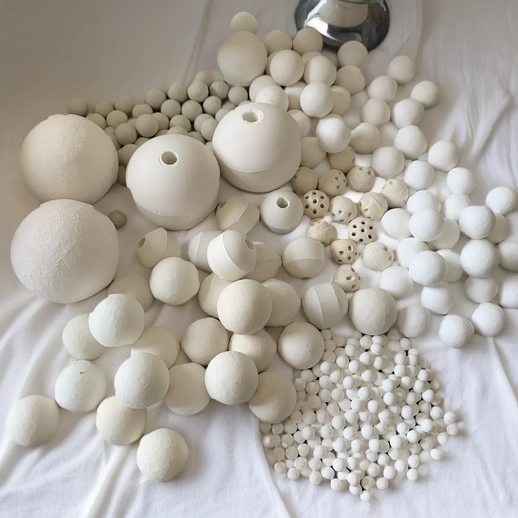 Inert alumina ceramic solid balls with industrial fillers