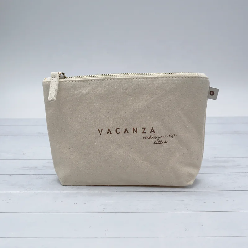 High quality cotton canvas cosmetic pouch custom pouch with logo ziplock packaging bag Travel toiletry Bag
