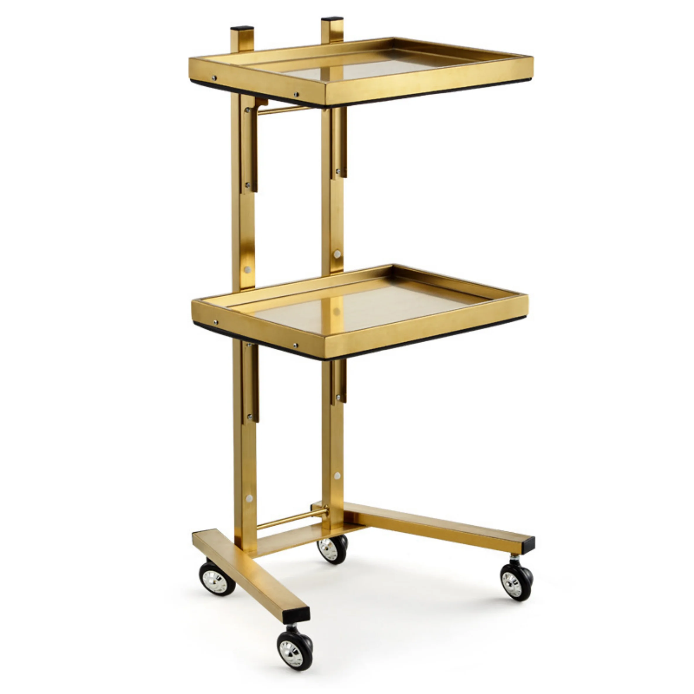 Factory Wholesale Hair Beauty Salon Special Mobile Trolley Golden And Silver Stainless Steel Tools Storage Cart