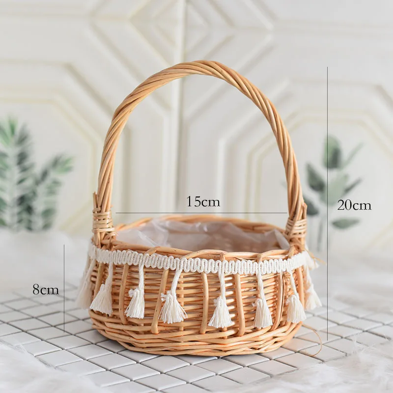 Hot Sale Portable Handmade Wicker Flower Basket Bamboo and Rose Wrapping