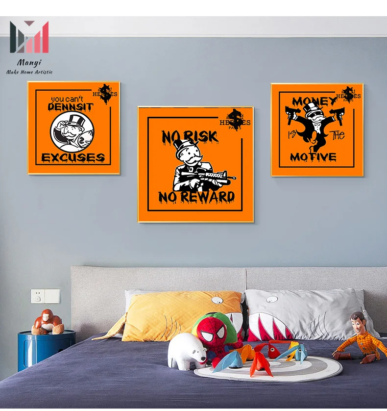 Graffiti Carton money Series Wall Art pictures and prints Make Money pop Art posters canvas painting For Home office Room Decor
