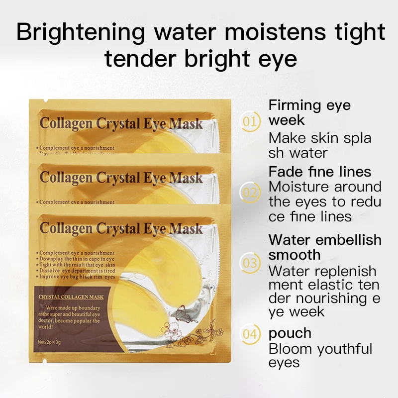 Collagen Eye Mask Crystal Eyelid Patch Anti Wrinkle Moisture Under Eye Dark Circle Remover Eye Pad Face Masks Black/gold/pink