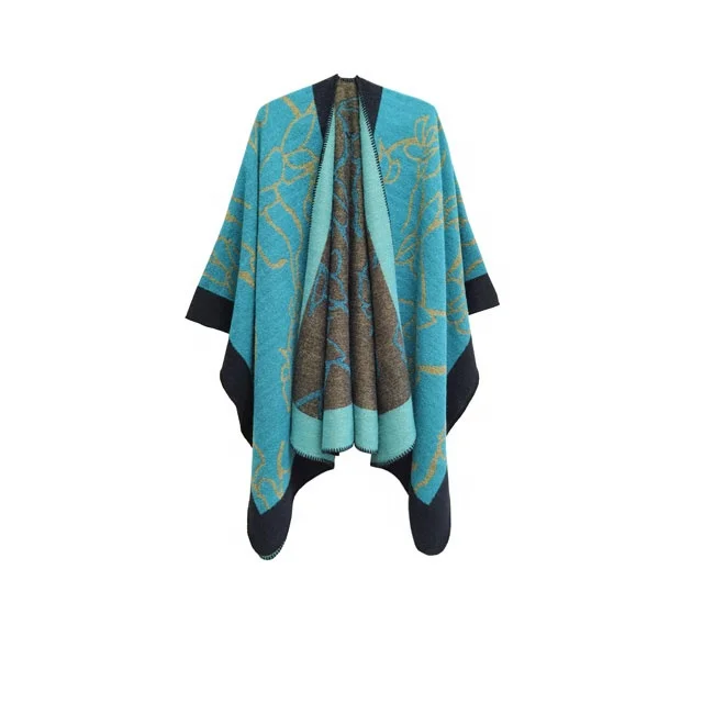 Newest Design Old Flower Vintage Warm Shawl Korean Lotus Naturally Small Fresh Style Poncho