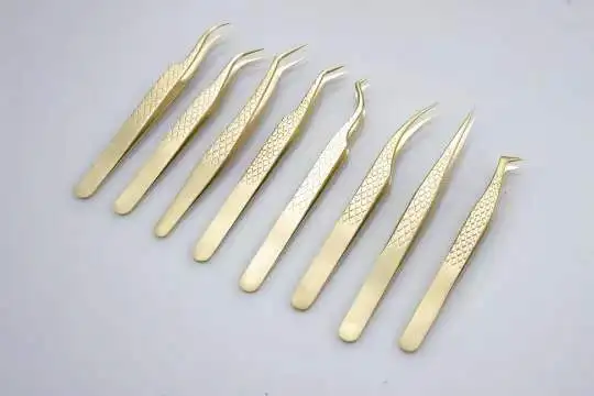 Hot 90 degree pink tweezers for Professional Russian volume tweezers steel  highprecisioned  glitter diamond grip lash tweezers
