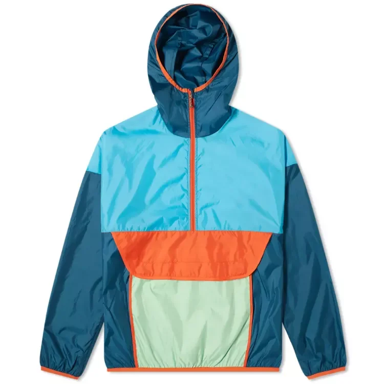 Tuhao OEM Low MOQ Half Zip Fixed Hood Color Block Several Colors Polyester Windbreaker Jackets Running Sport Big Pocket Jacket