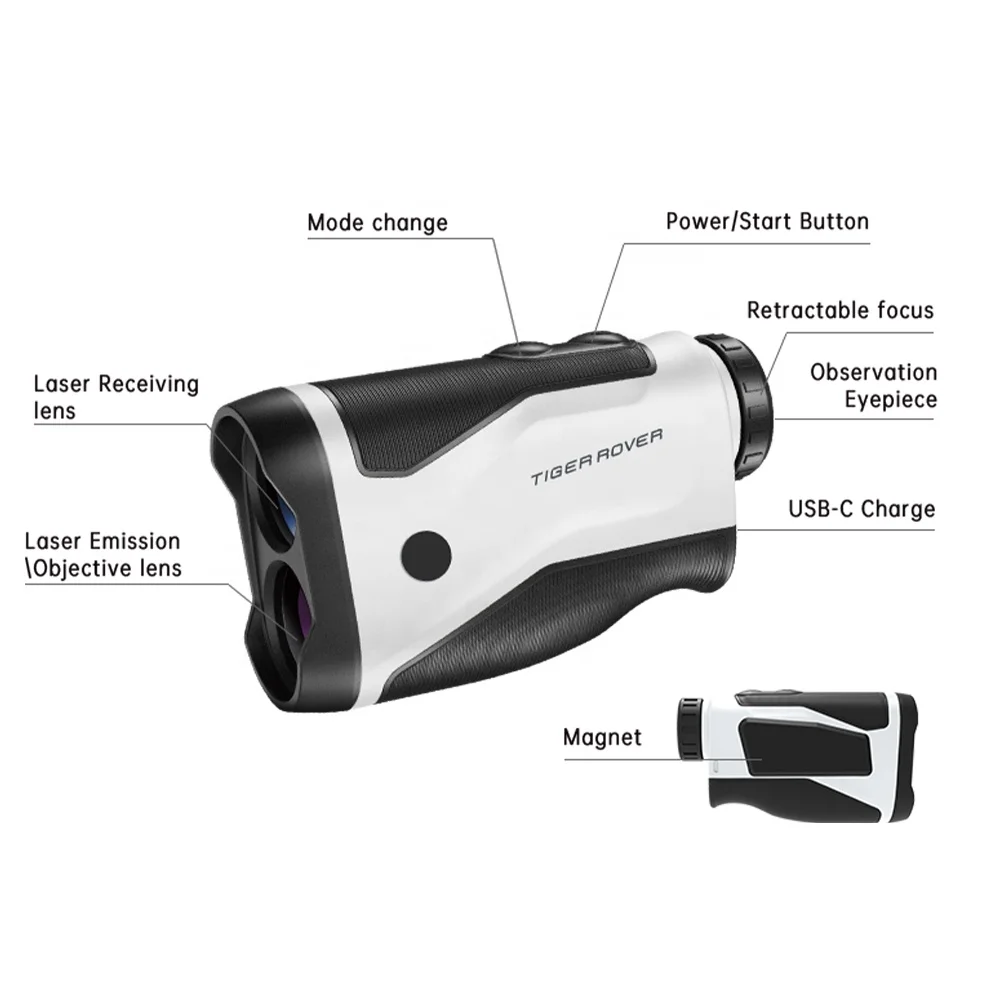 High Quality Portable 800 Yards IP54 Waterproof Flag-Lock USB-C Charge Laser Rangefinder Hunt Golf Compact Range Finder