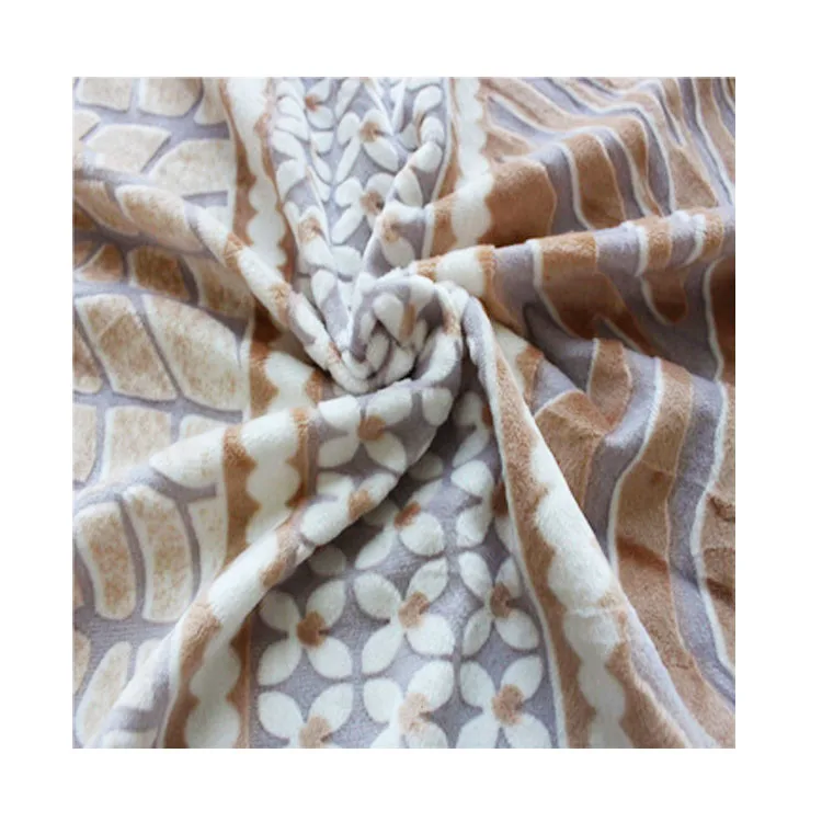 
100%Polyester 3D Flannel Burnout Knitted Fleece Breathable Blanket Fabric 