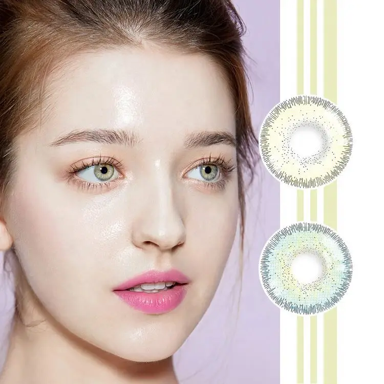 Realkoko European Contact Lenses Manufacturer Wholesale  0.06 mm Blue  Awesome Sweety Yearly  Contact Lenses Tri Color Softlens