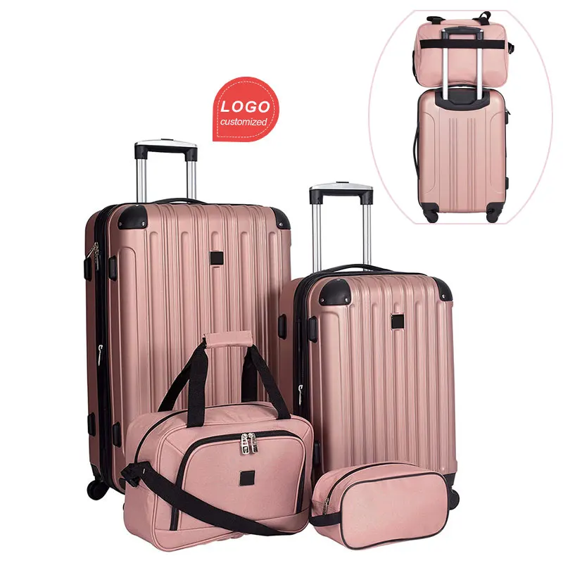 Vintage luggage durable abs suitcases 3pcs set portable hotel luggage trolley for men women for travel trip business