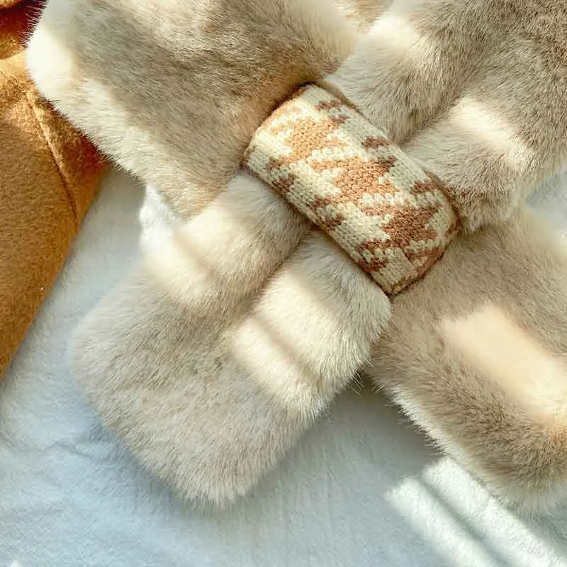 Fashion Style Children Scarf Fashion Plush Stitching Collar Winter Baby Boys Girls Warm Cross Ladies Collar