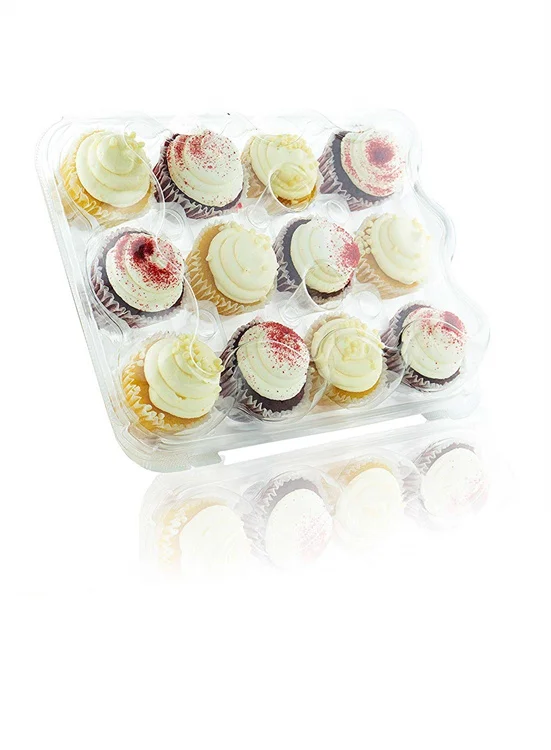 Hot sale PET 24 12 6 hole Cupcake Box Transparent Cake box Plastic Baking Packaging for cupcake