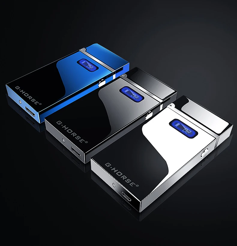 Customize Logo Boyfriend Gift Double Arc Windproof Cigarette Lighter Portable Electricity Display Usb Charging Lighter