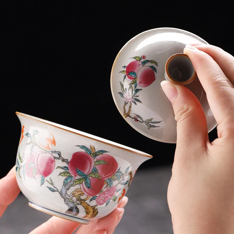 Хит продаж китайский чайный набор керамическая чайная чашка gaiwan с полностью зависающей крышкой фарфоровая kongfu Gai Wan 150 мл