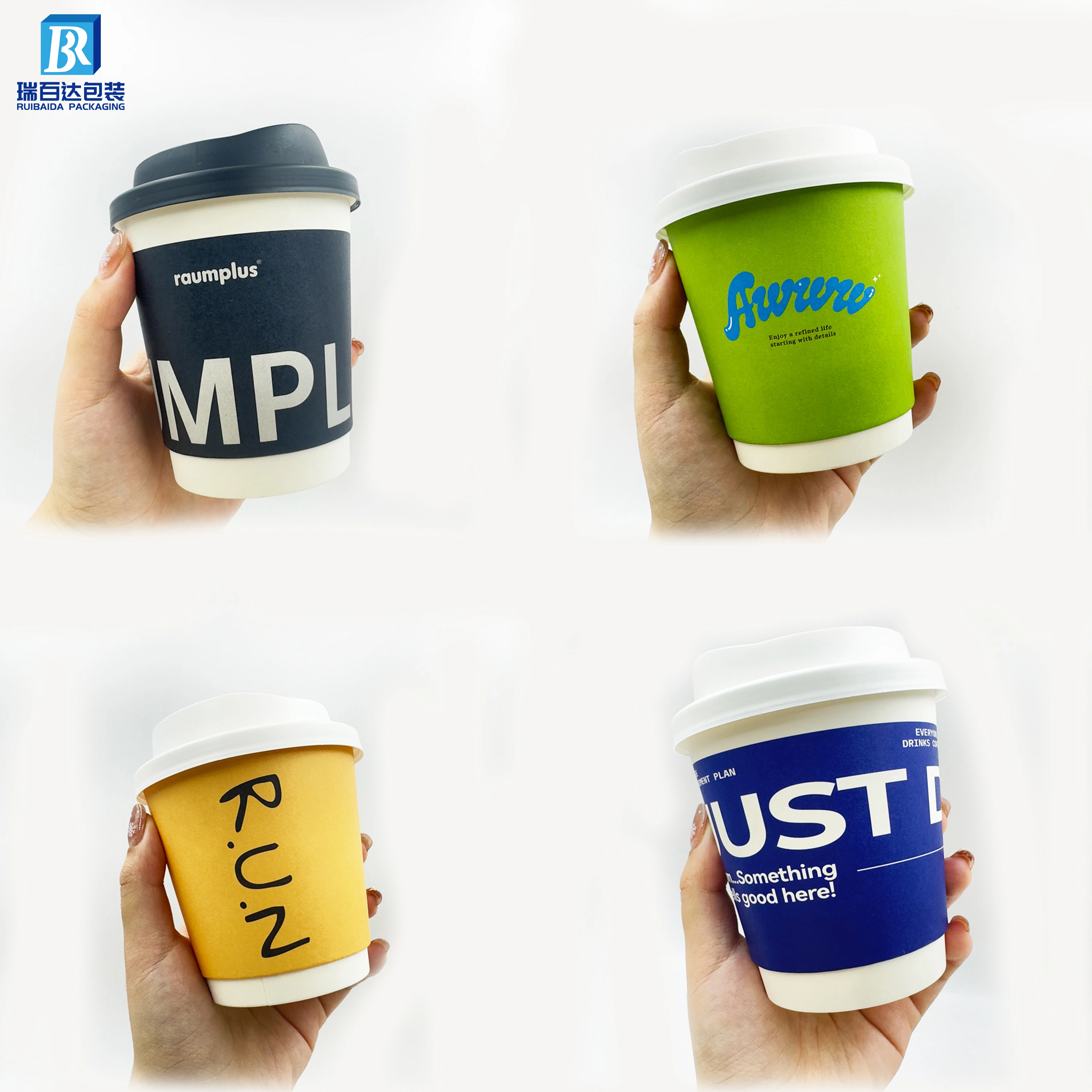 Custom Disposable Cup  Paper 6 8 910 12 16 20 22ounces Cardboard Paper Coffee Cups Biodegradable Cup Holder