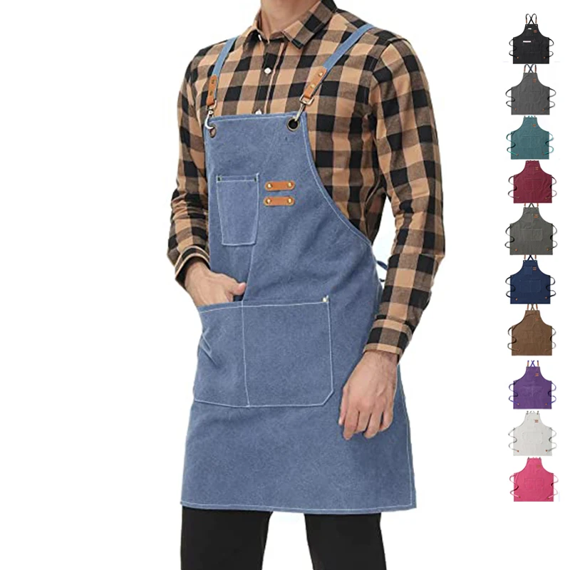 Durable Washed stylist painting welding canvas beauty apron