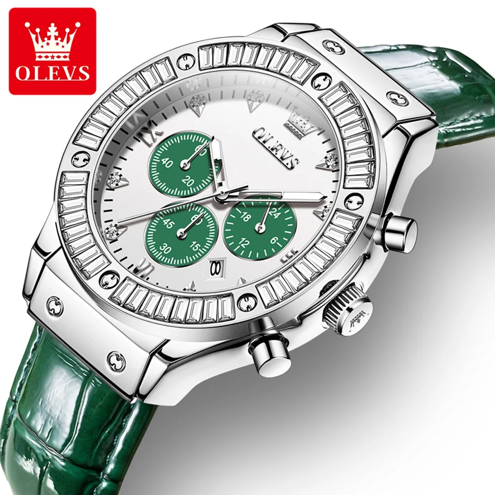 OLEVS 9978 Luxury Design New Women Watch Quartz Waterproof Fashion Leather Chronograph Lady Watches