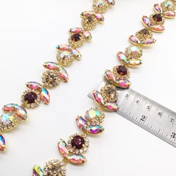 Модный аксессуар AB stone series, золотая металлическая чашка-коготь для пришивания стразами, кристальная отделка стразами