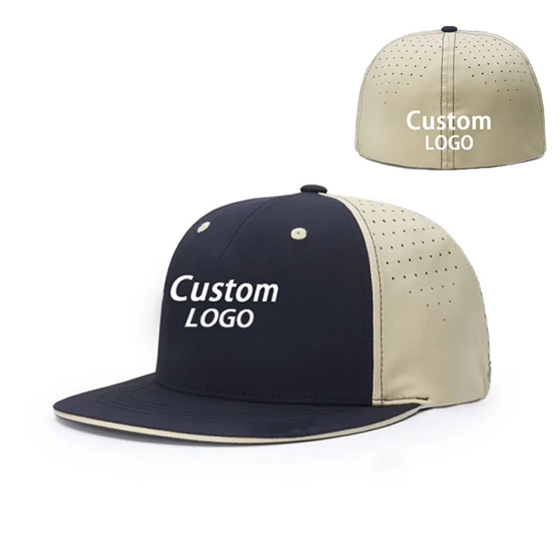 Custom Oem Custom Logo Adults 6 Panel Flex Fitted Baseball Cap,Laser Cut Hole Gorras,Plain Sport Quick Dry Fit Waterproof Hat