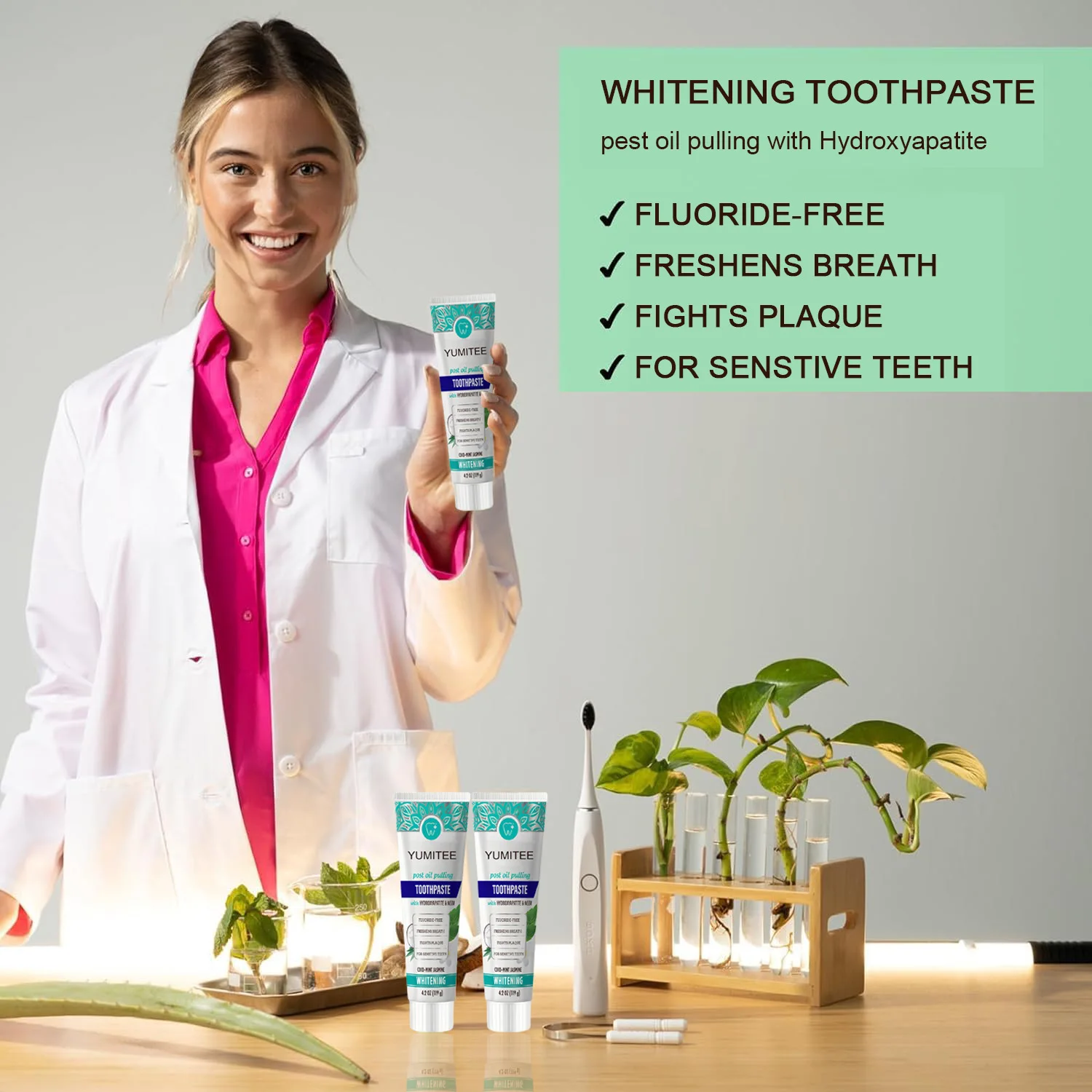 Timu TK 4.2oz  nano hydroxyapatite Whitening Toothpaste FLUORIDE-FREE mint flavored sensitive toothpaste