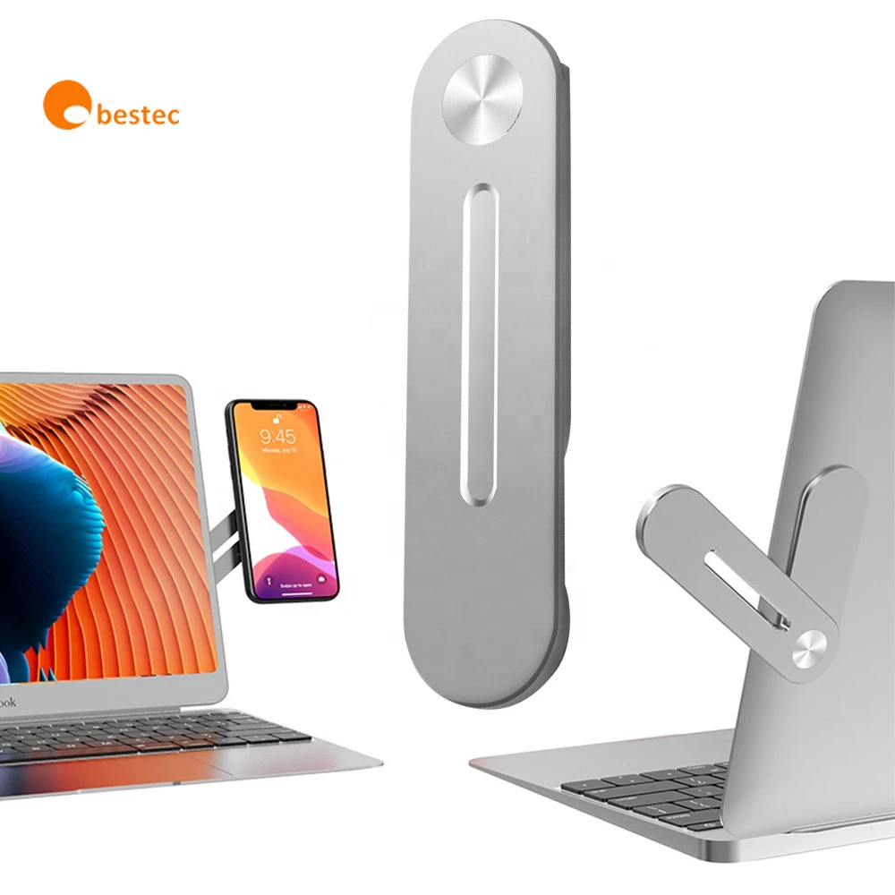 Metal Laptop Expansion Bracket Side Mount Clip on Monitor Magnetic Laptop Stand with Phone Holder Computer Expansion Bracket