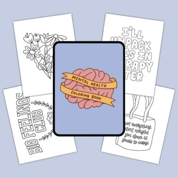 Adult Mental Health Coloring Book Journal Stickers Affirmation Cards Mental Health And Wellness Products 2024