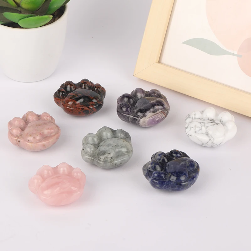 Best Quality Wholesale Hand Carved Rose Quartz Stone Crystal Bear Paw For Souvenirs Gift