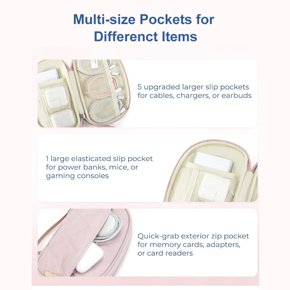 Waterproof Zipper Small Travel Luggage Bag Laptop Cords Accessories Storage Bags Custom Logo for Girl Women Christmas Gift