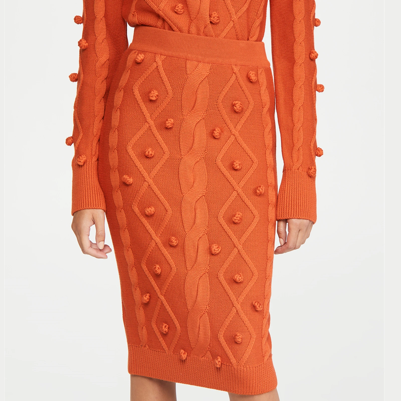 China Factory Private Label New Stylish Manufacture Wholesale Custom High Quality Midi Knit Skirt