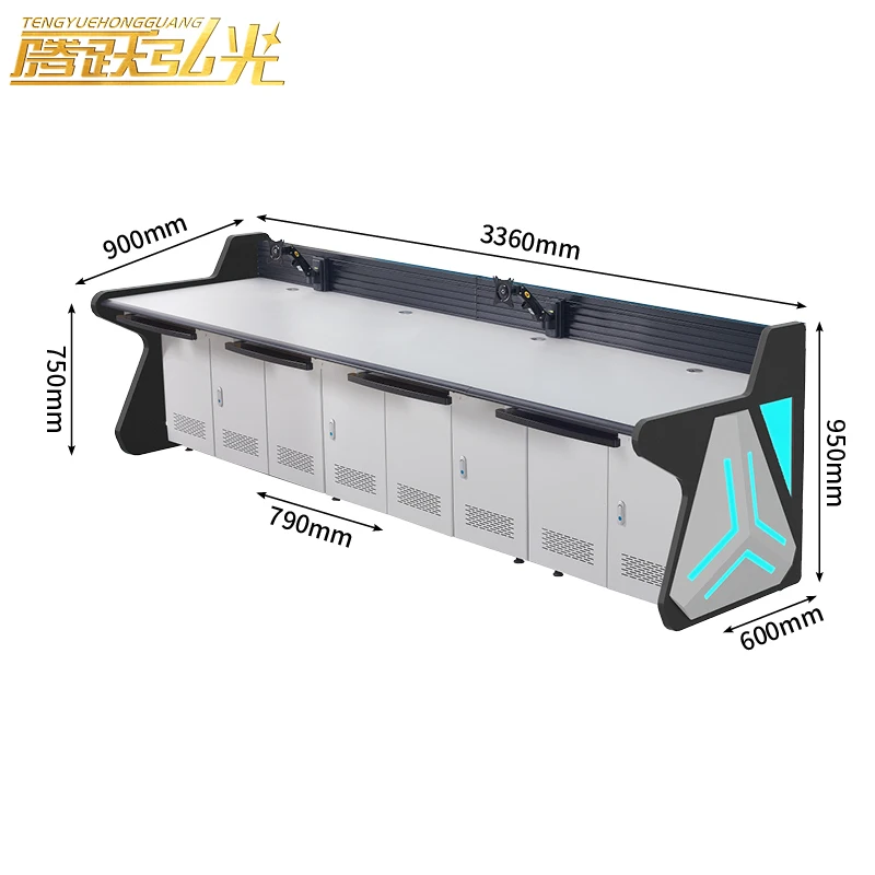 Five workstation DX-type command center control console monitoring desk Conference  office furniture monitoring computer desk