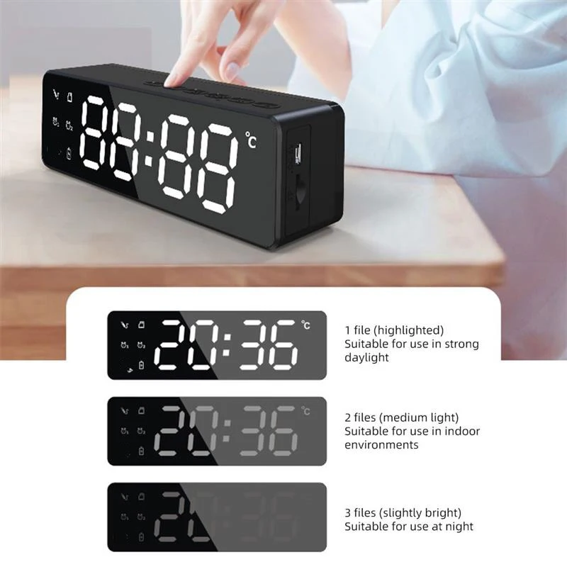 High Quality B119 Big Size Display Smart Wireless Speaker Bedside Alarm Clock Stereo Subwoofer Speaker Led Digital Clock