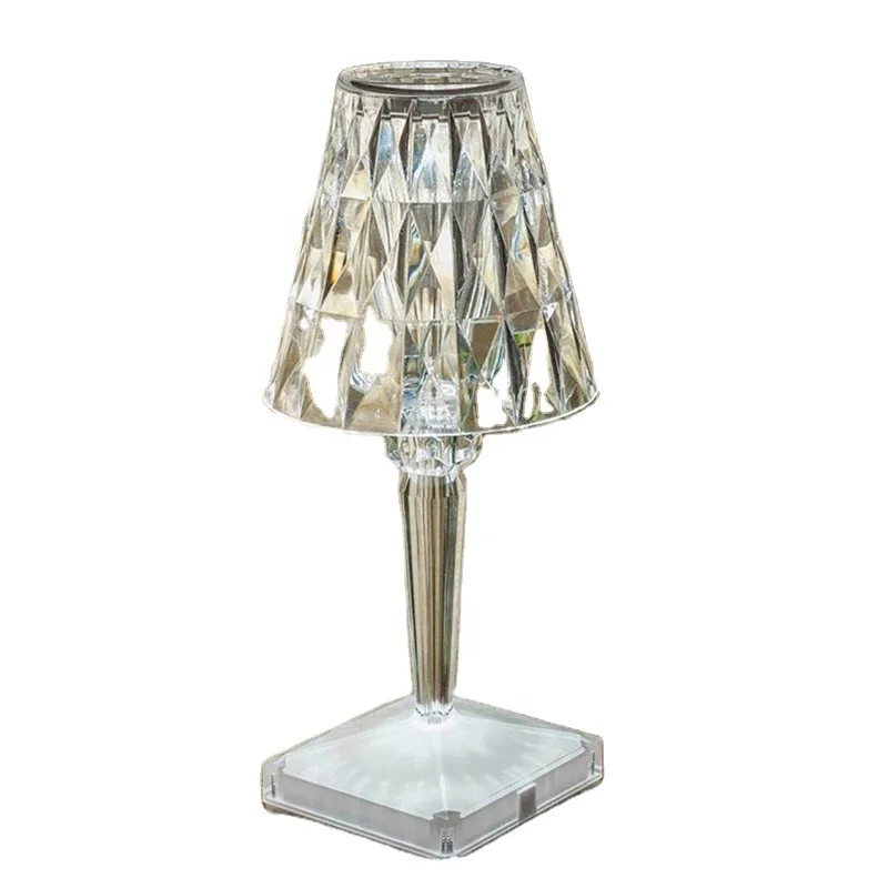 
3 color Dimmable Portable Touch Crystal LED Lamp Dining Table Lamp Nordic Style Rechargeable Lamp 