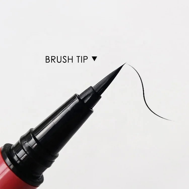 Smooth Waterproof Black Eyeliner Sponge Tip and Brush Tip Long-lasting Brown Eyeliner