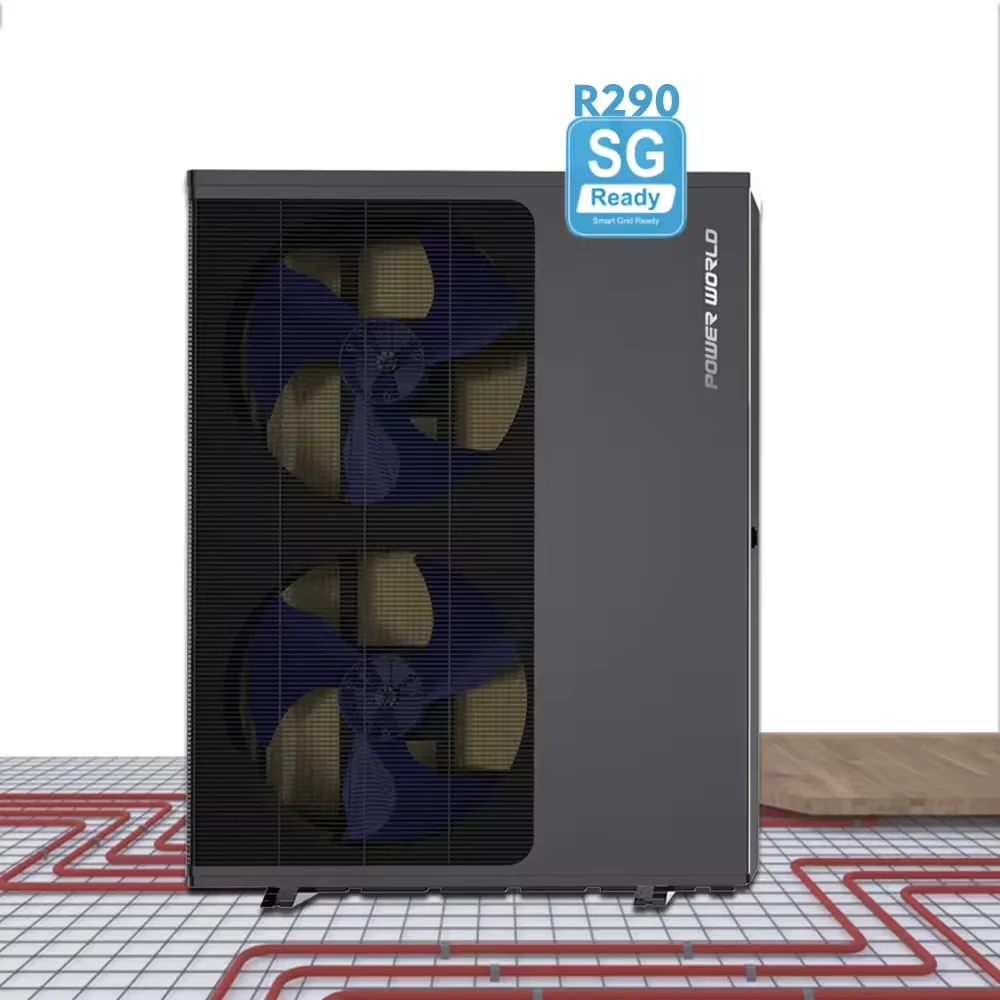 Cold winter House heating cooling R290 EVI full dc inverter heat pump fan coil unit floor manifold with pump