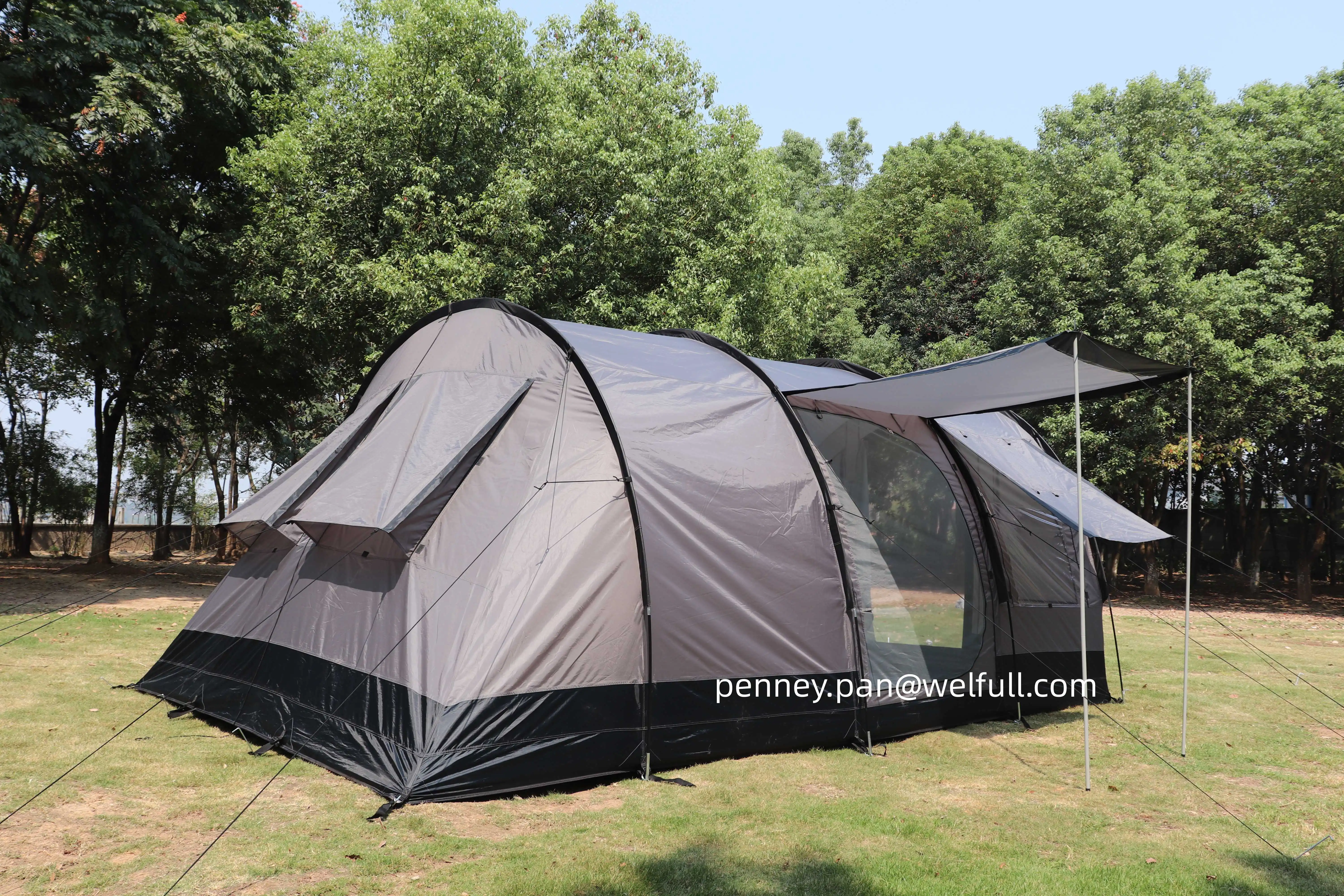 3 Room German Family Water Proof 3000mm Proof Family 6 Person Tunnel  Big Camping Tent Family Outdoor