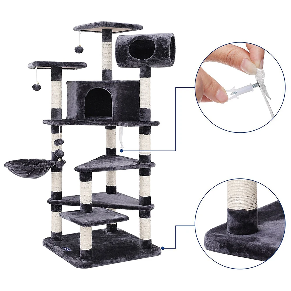 Прямая поставка с завода OEM ODM Cat Tree House Многофункциональный устойчивый сизаль материал для домашних животных интерактивное движение коробка игрушек упаковка