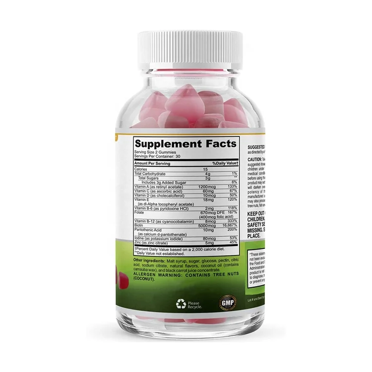 Private Label Customized Gummy Candy Biotin Gummies 10000mcg Hair Skin Nails Beauty Gummies