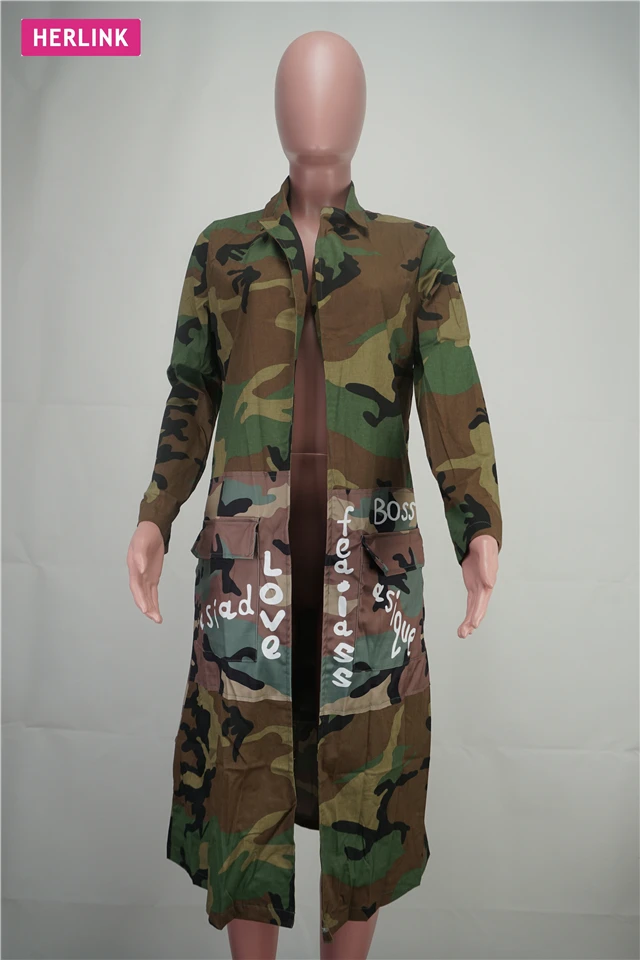 Женская камуфляжная длинная куртка, модная Осенняя камуфляжная куртка H2695, лидер продаж 2022