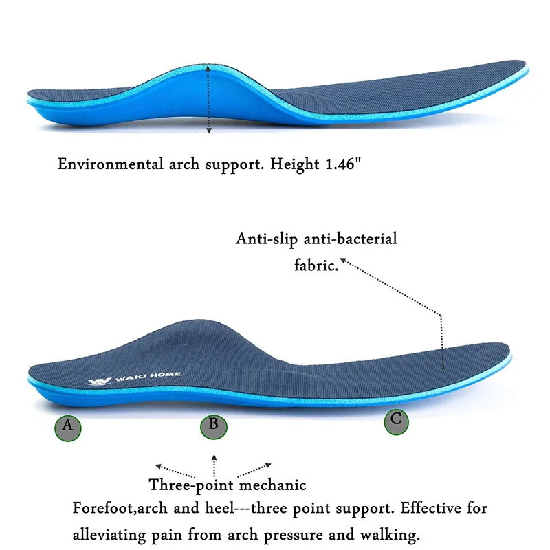 Bestar Plat Foot Orthotic Insoles Arch Support Shoe Cork Insert Functional Orthopedic Insoles
