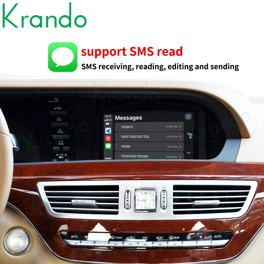 Krando Wireless Apple CarPlay Android Auto Interface Box For Mercedes Benz S Class W221 2009-2013 NTG 3.0 3.5 5.0 Voice