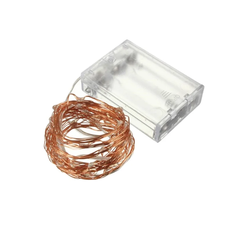 3 AA Battery Powered 5M 10M 50 100 LED Mirco Rice LED Warm White Copper Wire Fairy Light Strings For Decorate