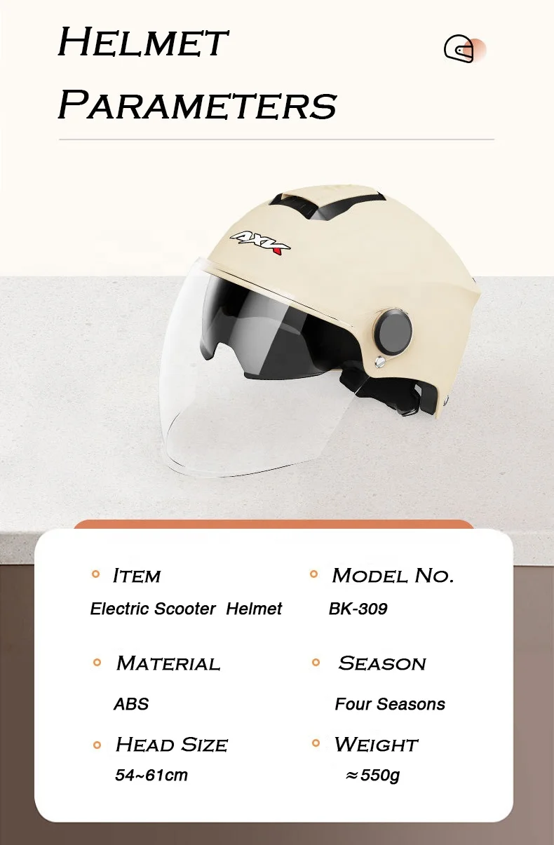 Hard ABS Shell Half Helmet for Electric Scooter Cycling  Double Lens Open Face Safety Helmets