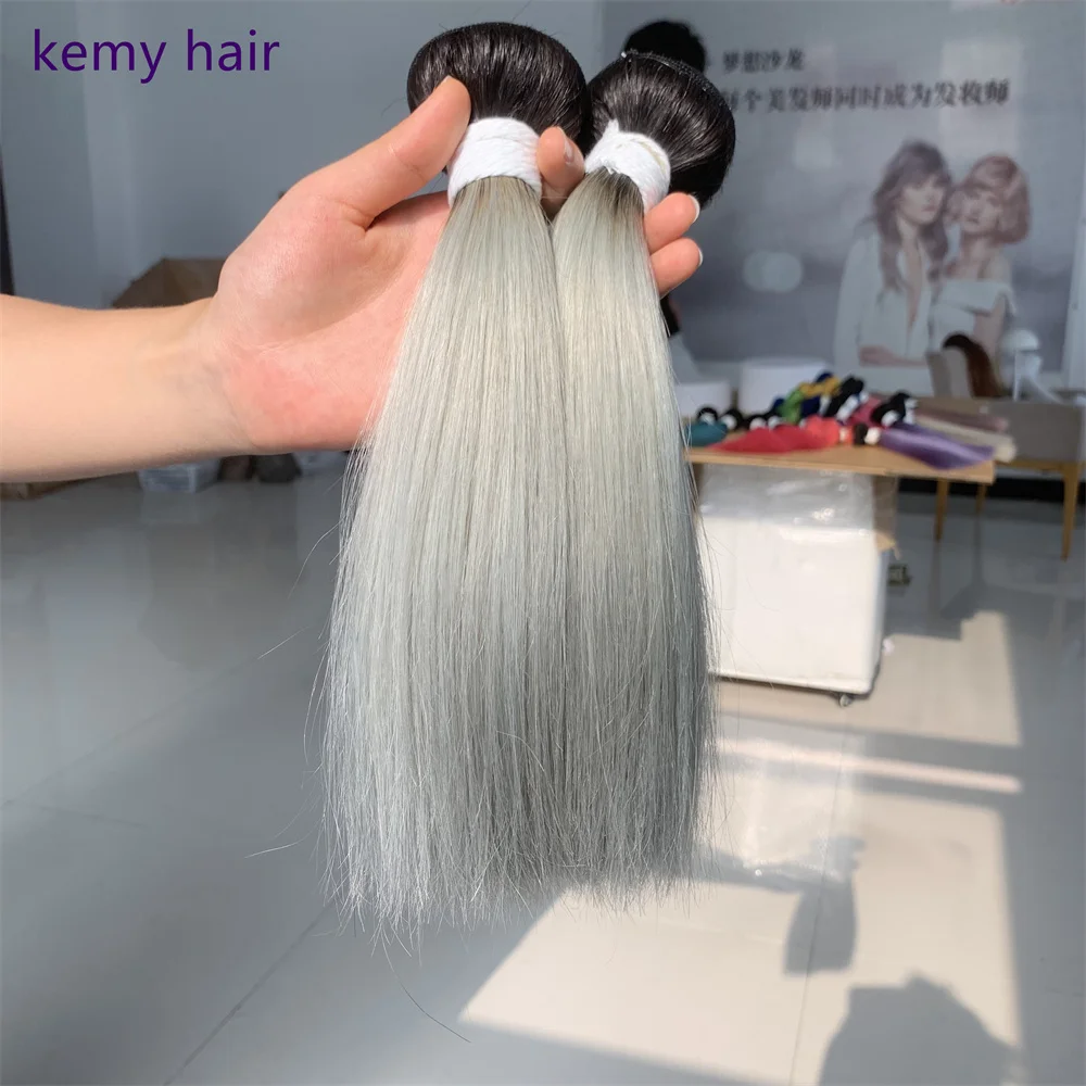 Virgin Cuticle Aligned Bundles With Closure Silver Colored High Quality Hair Vendors Wholesale Raw Brazilian Hair Weave