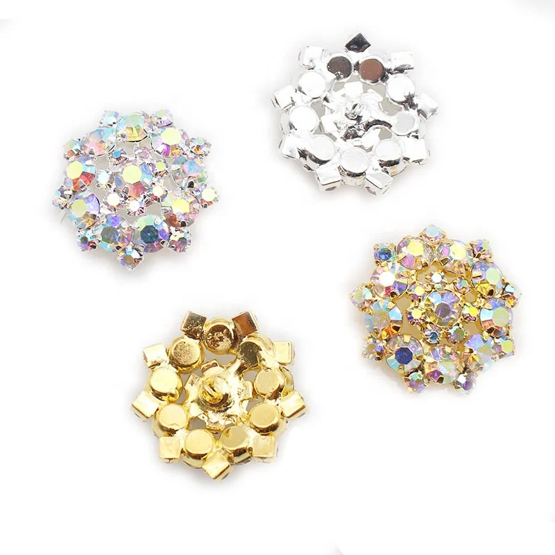 22mm AB color sunflower Round rhinestone Buttons For Clothes Decorative Sewing Buttons