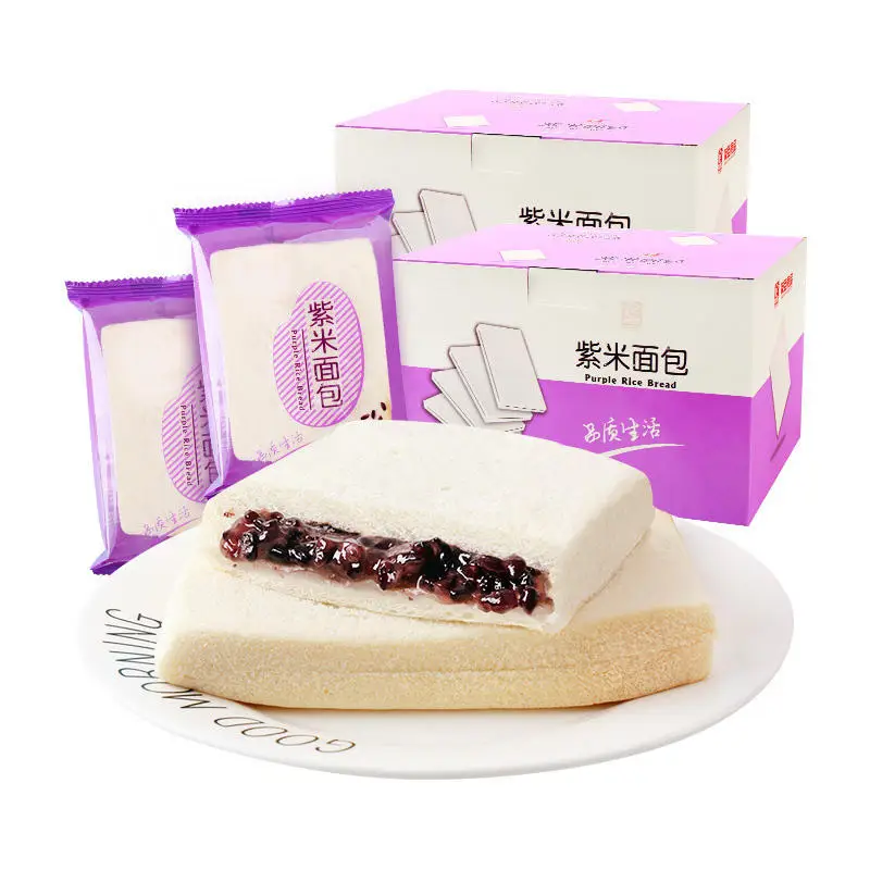 breakfast grain snacks purple rice filling squishy bread mochi cake chinese bread Sandwich bread