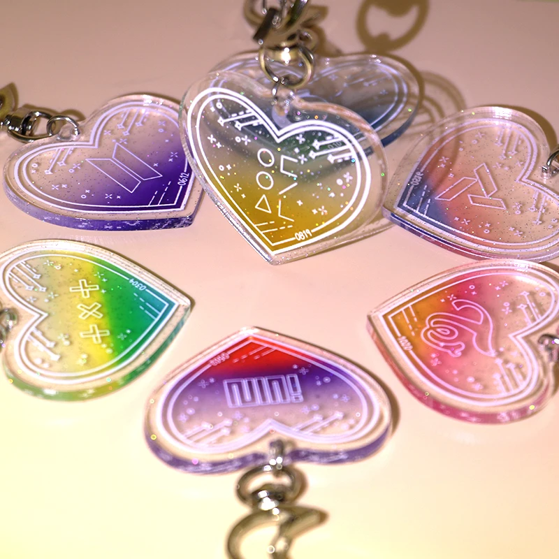 Custom Keyring Acrylic Wholesale High Quality Epoxy Resin Love Type Keyring Custom Logo Acrylic Keychain