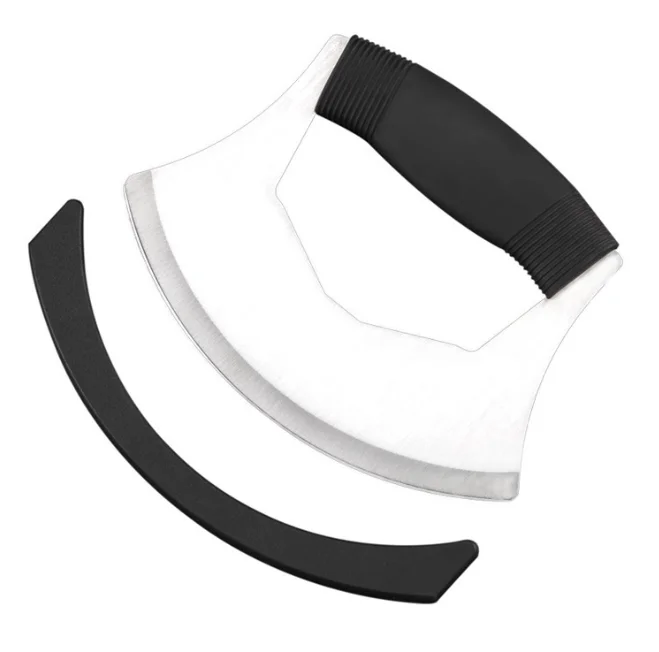 Salad Chopper Mezzaluna Knife with Protective Cover and Anti-Slip Handle vegetable cutter onion chopper